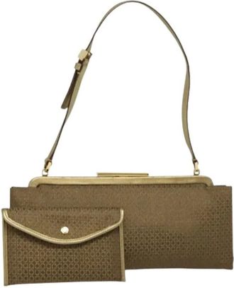 Ferragamo Pre-owned Shoulder Bags, female, Beige, Size: ONE SIZE Pre-owned Canvas Shoulder Bag