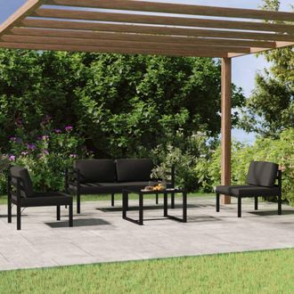 vidaXL Set Muebles De Jard&iacute;n 5 Pzas Y Cojines Aluminio Gris Antracita Vidaxl