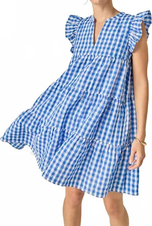 English Factory Printed Babydoll Dress In Blue