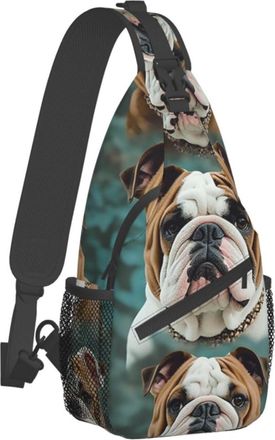 Generic Unisex Crossbody Shoulder Bag Funny English Bulldog Daypack Casual,Lightweight Sling Backpack for Women Travel Men