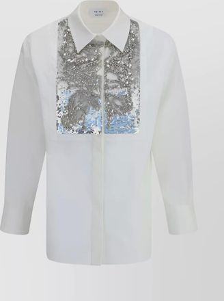 Alexander McQueen crystal embroidered italian collar shirt