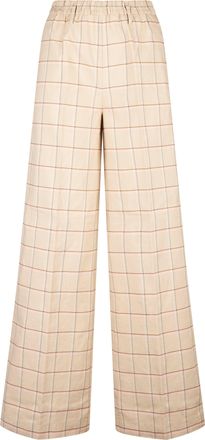 Forte_Forte Loose Tartan Pattern Trousers with Elasticated Waistband