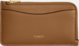 Coach Womens New York Zip Card Case - Brown Leather - One Size