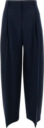 Alexander McQueen Wide-leg Tailored Broeken - Dames - Wijde Broeken - Blauw - L - Wol - Broeken