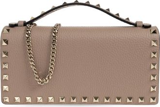 Valentino Garavani Rockstud Chain Wallet - Dames - Portefeuilles - Beige - ONE Size - Accessoires