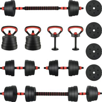 vidaXL Juego De Mancuernas 4 En 1 30kg Negro Y Rojo Vidaxl