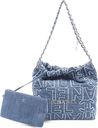 Chanel 2021s Chanel 22 kleine denim schoudertas - Blauw