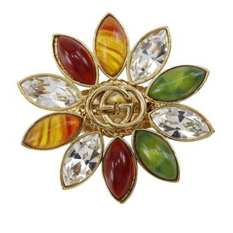 Gucci Pre-owned Gucci Gold Plated Strass Interlocking G Flower Ring Ladies V9P7QVFYWRFATP4T