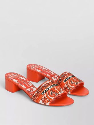 Dolce & Gabbana maiolica pattern mules block heel open toe