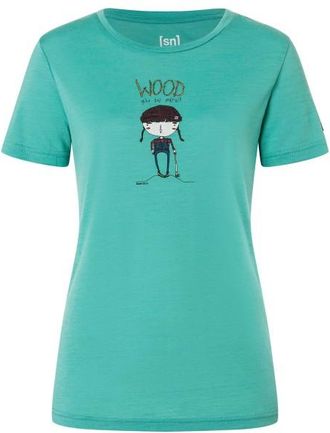 super.natural Wood Craftine Tee Merinoshirt f&uuml;r Damen | gr&uuml;n/ various