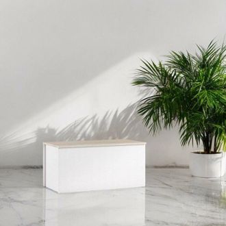 Dmora Ba&uacute;l Miltonia, Caja De Almacenamiento Multiusos Espaciosa, Cofre Moderno, 100% Made In Italy, Cm 90x45h45, Blanco Y Roble,, Con Embalaje Reforzado - D