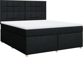 vidaXL Cama Box Spring Con Colch&oacute;n Tela Negro 180x200 Cm Vidaxl