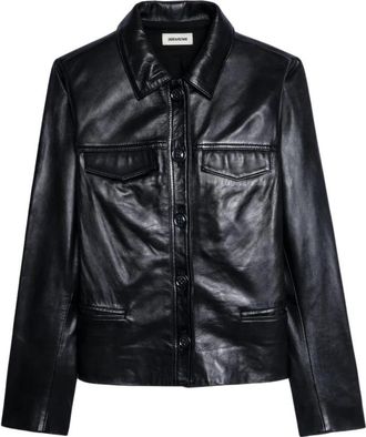 Zadig&Voltaire Zwarte Leren Jas met Knopen - Dames - Leren en Su&egrave;de Jassen - Zwart - S - Su&egrave;de - Jassen