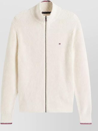 Tommy Hilfiger cotton ribbed zip-up mock-neck jumper