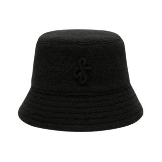 Ruslan Baginskiy Bucket hat met monogramversiering - Dames - Accessoires - Zwart - Maat: M Katoen