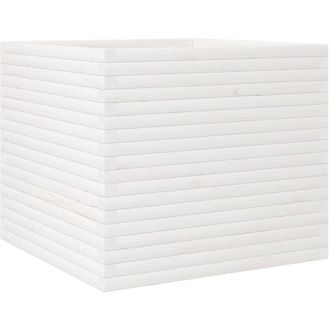 vidaXL Jardinera Madera Maciza De Pino Blanco 80x80x68,5 Cm Vidaxl