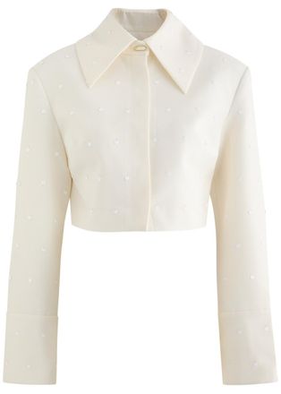 Clea Aldo Sequin-embellished Woven Jacket - Cream - S (UK8-10 / S)