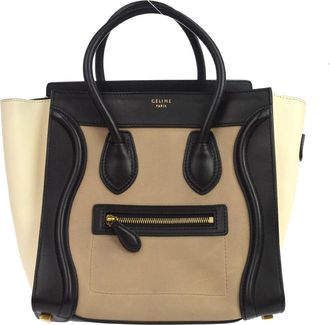 Celine Tricolor Luggage Leather Beige Leather Handbag (Pre-Owned)