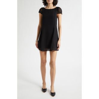 Poss&eacute; Priscilla Silk Minidress in Black at Nordstrom, Size Xx-Small
