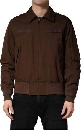 Dolce & Gabbana Full Zip Bomber Jacket - Heren - Bomber jackets - Bruin - M - Katoen - Jassen