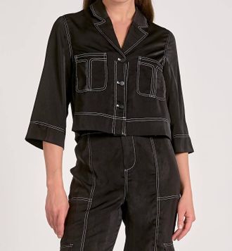 Elan Jackie Button Up In Black
