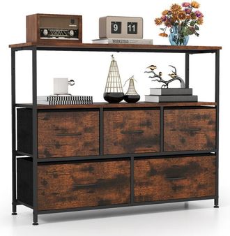 Costway Dresser for Bedroom Storage Dresser with 5 Drawers-Brown