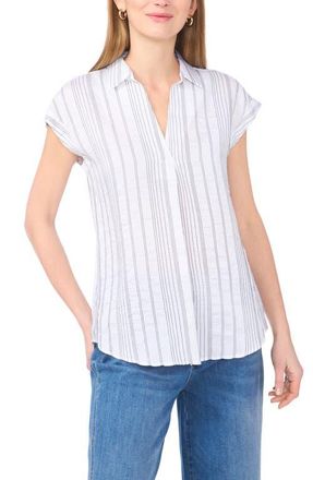 Vince Camuto Relaxed Fit Stripe Cap Sleeve Top in Ultra White at Nordstrom, Size Xx-Large