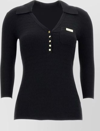 Elisabetta Franchi v neck sweater gold tone detail pocket