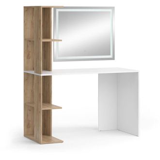 Vicco Tocador Tower, Blanco/sonoma, 122.2 Cm Con Espejo Led