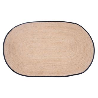 Nordlys Alfombra ovalada de yute natural con borde negro 150 x 90 cm