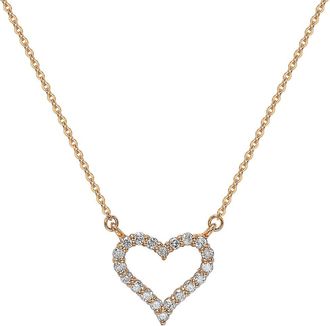 Suzy Levian 14K Rose Gold 0.25 ctw Diamond Heart Necklace