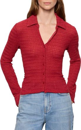 Sanctuary Juno Textured Button-Up Top in Red Berry at Nordstrom, Size X-Small
