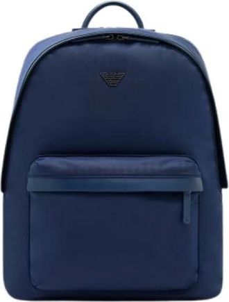 Emporio Armani ASV Round Backpack - Heren - Rugzakken - Blauw - ONE Size - Polyester - Tassen