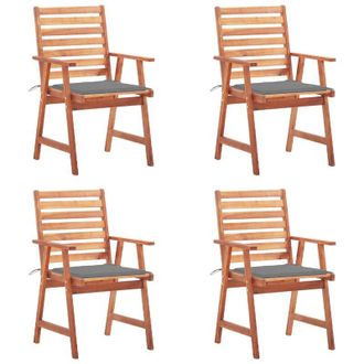 vidaXL Vidaxl - Sillas Comedor De Jard&iacute;n Y Cojines 4 Uds Madera Maciza Acacia