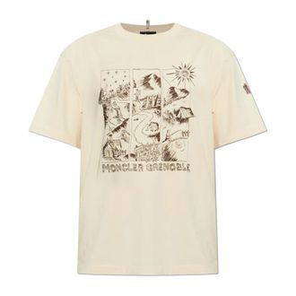 Moncler Apr&egrave;s-Ski T-shirt - Heren - Tops - Beige - Maat: 2XL Katoen