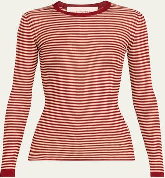 Valentino Garavani Striped Silk Knit Long-Sleeve Sweater