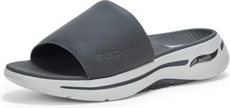 Skechers Mens Go Walk Arch Fit Sandal Ultra Span Slide Sandals, Black Grey, 9 UK