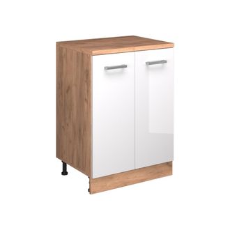 Vicco Armario De Cocina Para Techo Inclinado R-line, Blanco Alto Brillo, 60 Cm Sin Inclinaci&oacute;n Con 2 Puertas, Vicco