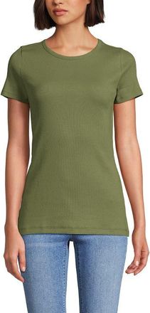 Lands End Cotton Rib T-shirt in Simply Olive at Nordstrom, Size X-Small P
