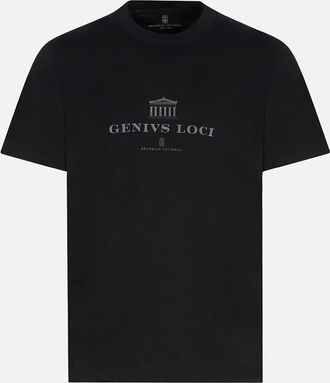 Brunello Cucinelli Mens Genvis Loci T-Shirt Black - Various - Size: XXL