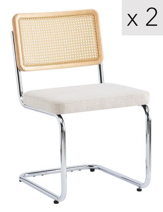 Nordlys Set 2 sillas en acero y rat&aacute;n beige