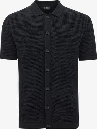 Genti Button Polo | Zwart