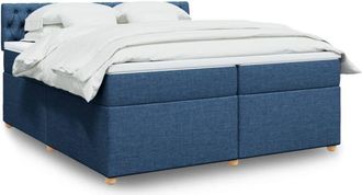 vidaXL Vidaxl - Cama Box Spring Con Colch&oacute;n Tela Azul 200x200 Cm