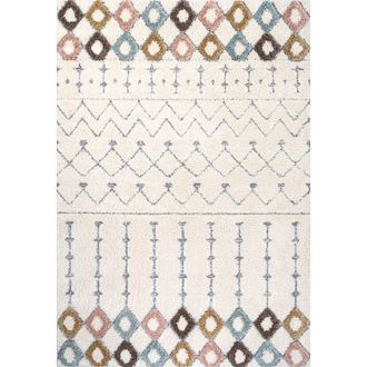 Jonathan Y Designs Pia Moroccan Trellis Plush Carved Area Rug in Multi/cream at Nordstrom, Size 4Ft 0In X 6Ft 0In