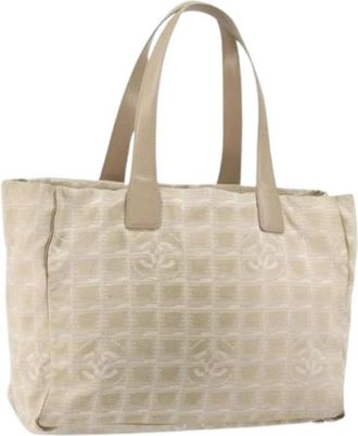 Chanel Pre-owned Vintage Tote Bag - Dames - Vintage Shopper - Beige - ONE Size - Nylon - Vintage