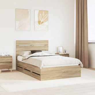 vidaXL Estructura De Cama Roble Sonoma 120 X 190 Cm Madera Ingenieril Vidaxl