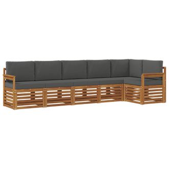 vidaXL Conjunto De Sof&aacute; Seccional Con Coj&iacute;n 6 Pcs Natural Y Antracita Vidaxl