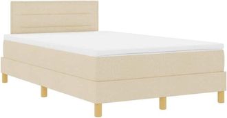 vidaXL Box Spring Bed with Mattress Cream 120 x 190 cm Fabric vidaXL