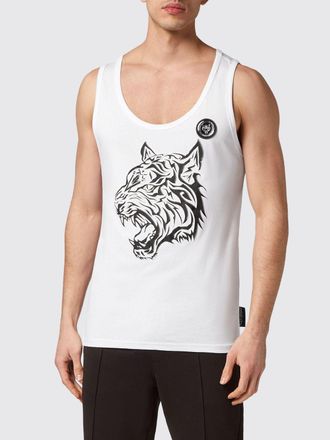 Plein Sport Canotta slim fit in cotone con stampa logo Hexagon