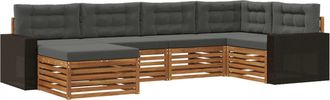 vidaXL Conjunto De Sof&aacute;s De Exterior 6 Uds. Natural Y Antracita Vidaxl